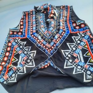 Black Multi-Colored Aztec Dress Shirt